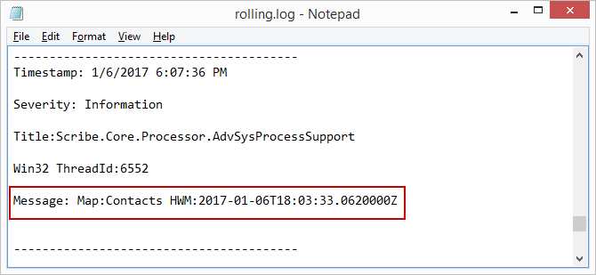 Message log file for app execution completion 