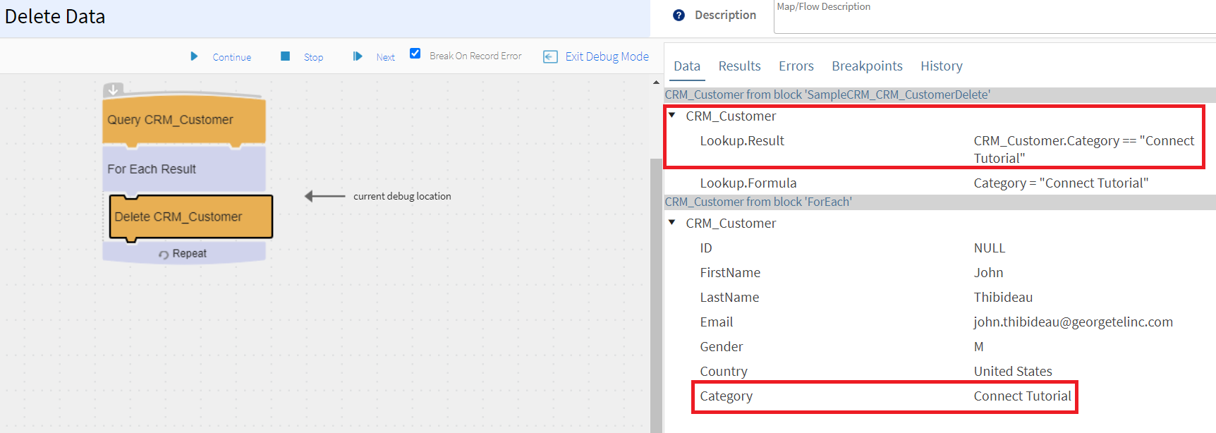 Debug result for query block