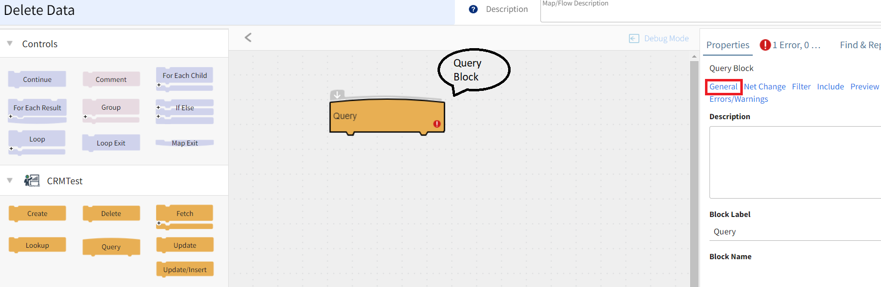 Query block general property tab