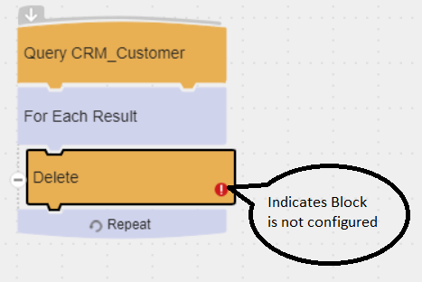 Delete block not configured