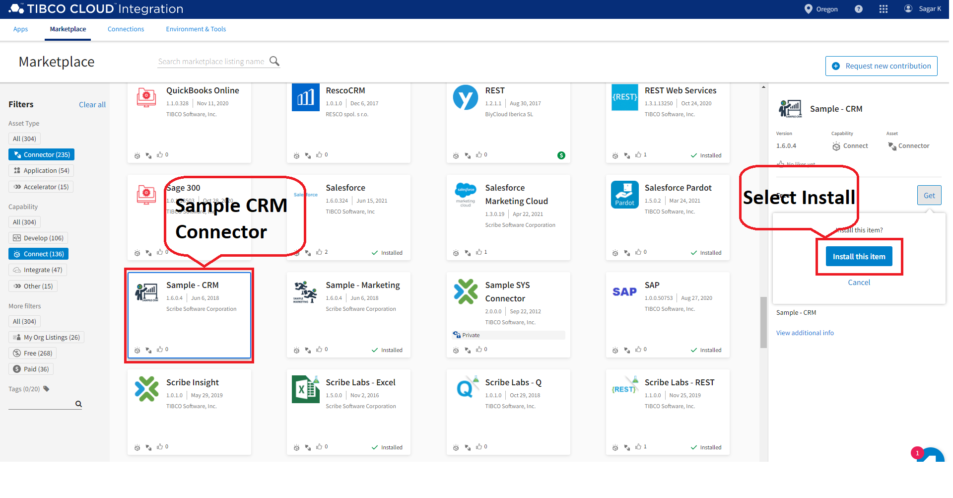 Sample CRM Connector installation