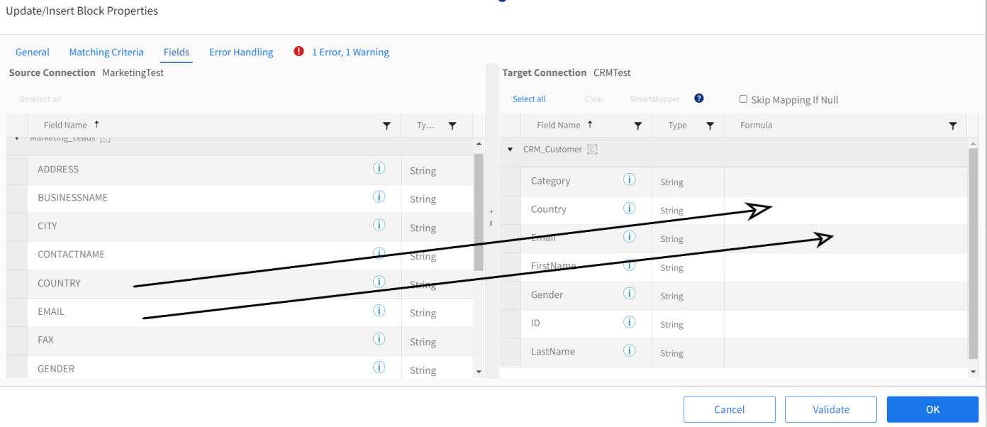 Update Block Fields Tab